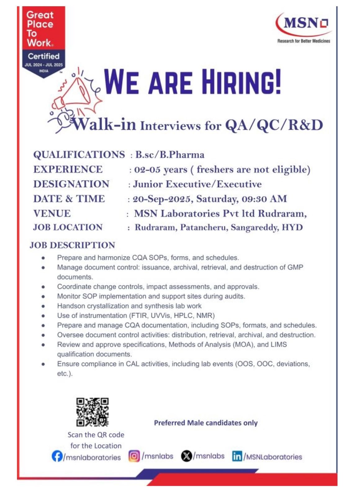 Pharma Jobs in Hyderabad 