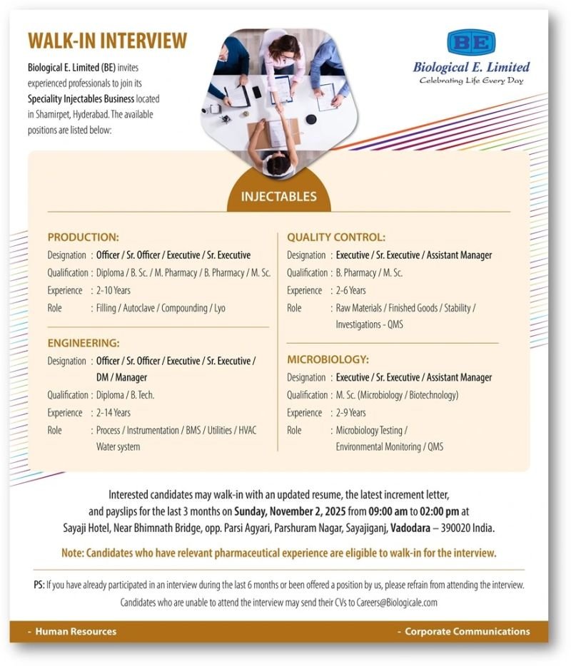 Biological E Ltd Jobs 2025