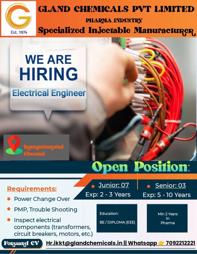 Electrical Engineer jobs in Chennai 