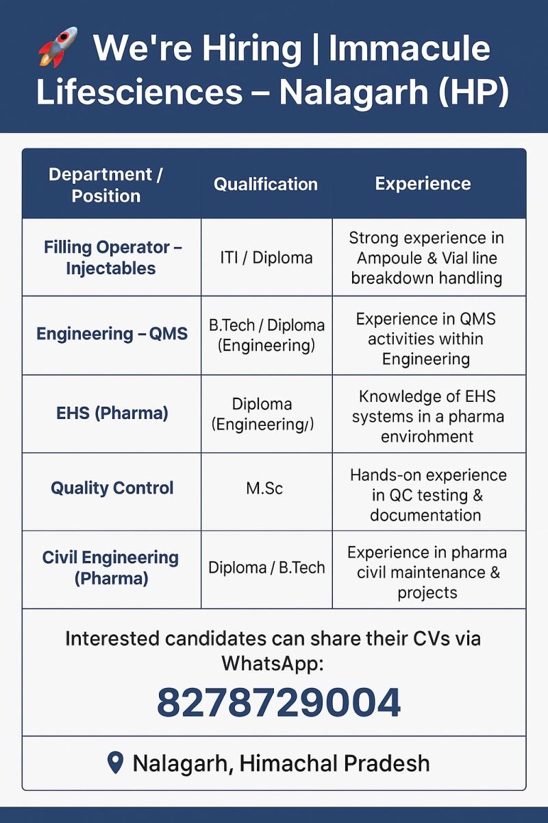pharma operations jobs