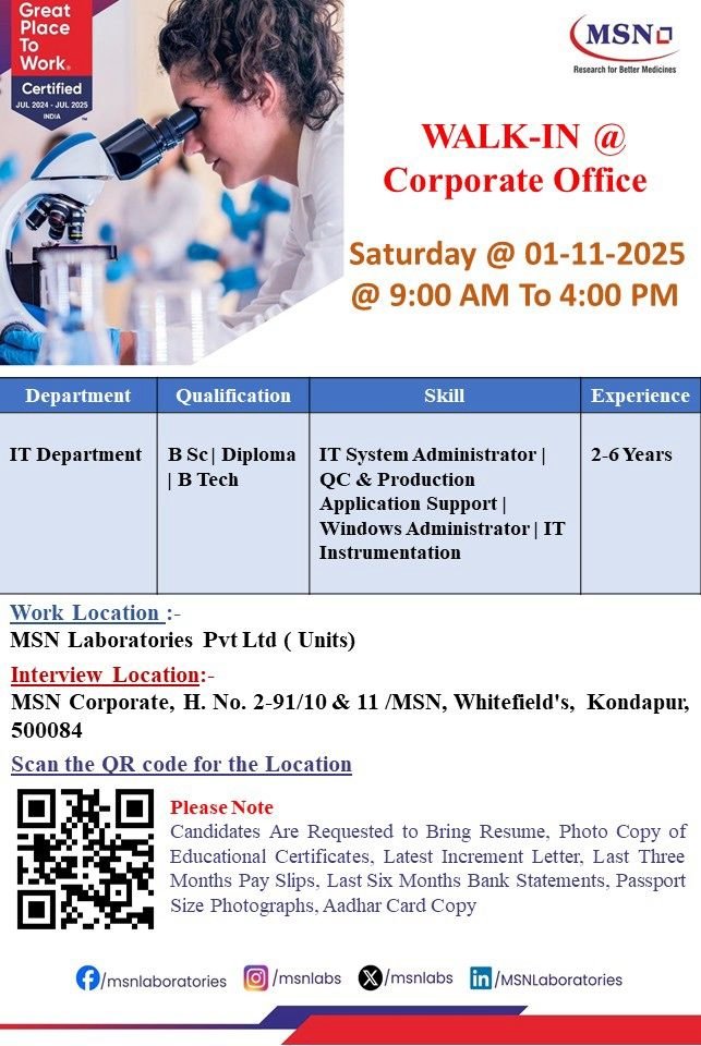 Pharma IT Jobs in Hyderabad