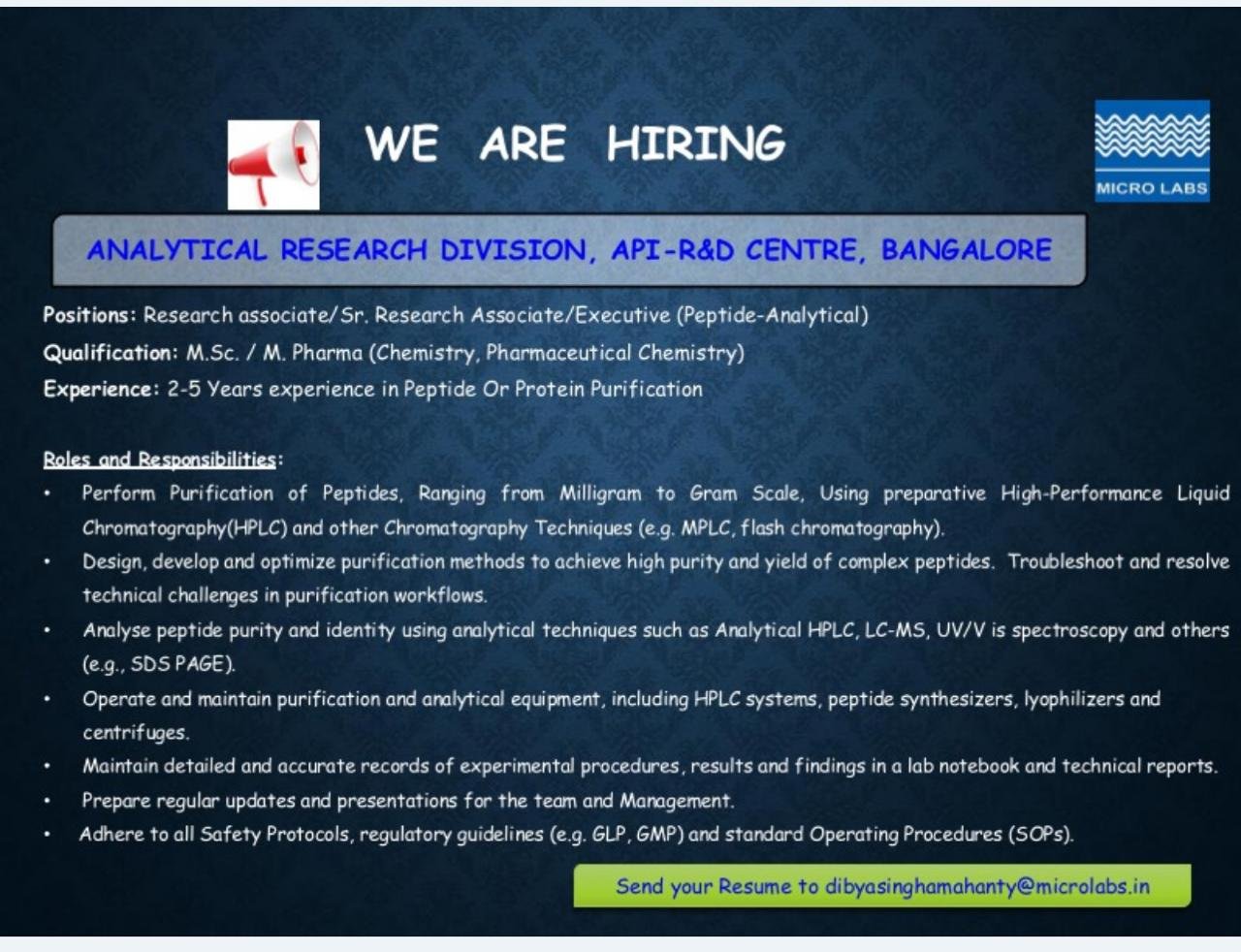 Micro Labs Jobs 2025