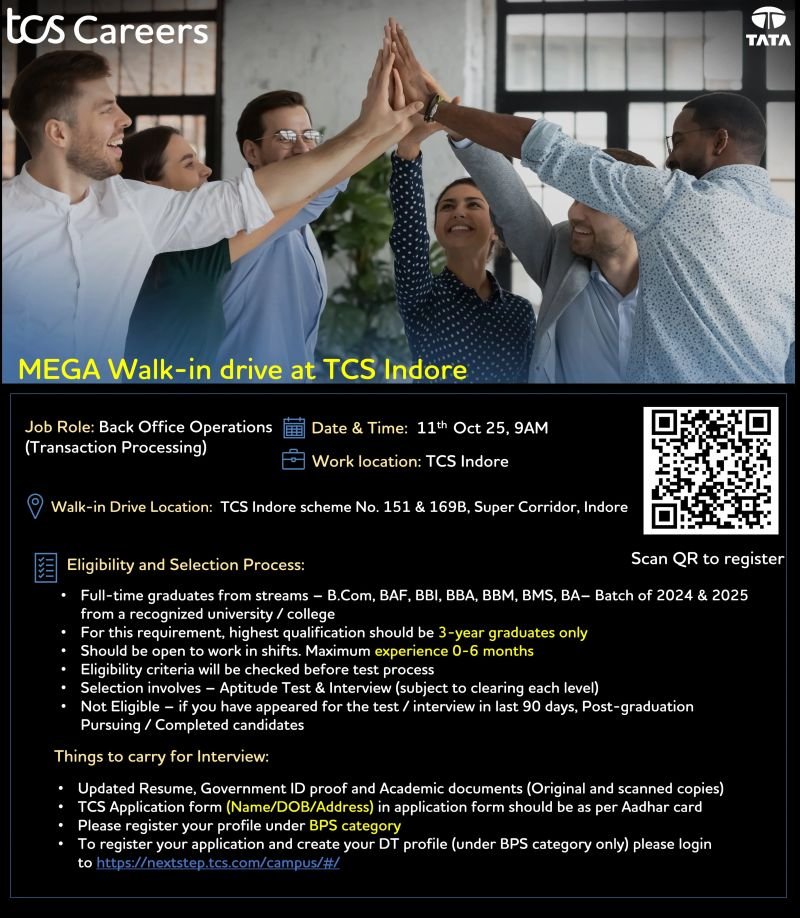 TCS Mega Walk-in drive for freshers