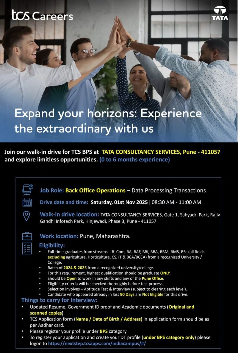 TCS BPS Walk-in Drive 2025