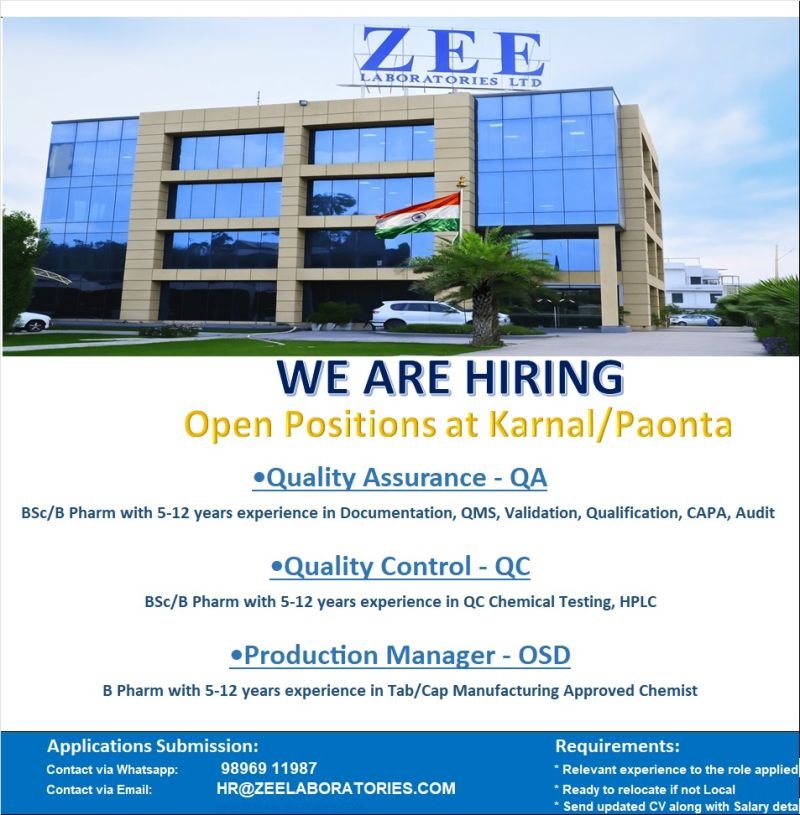 Zee Laboratories Latest Jobs