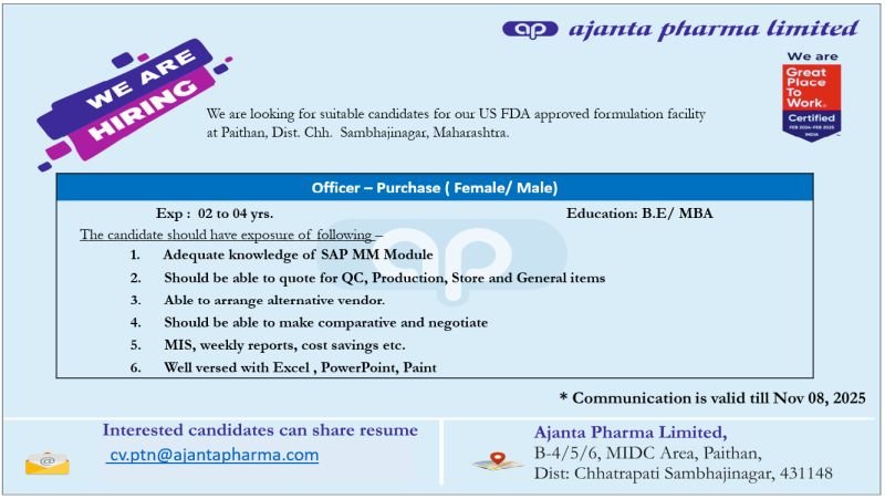 Purchase Jobs in Pharma