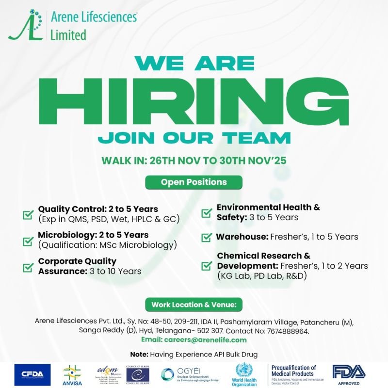 Arene LifeSciences Jobs 2025