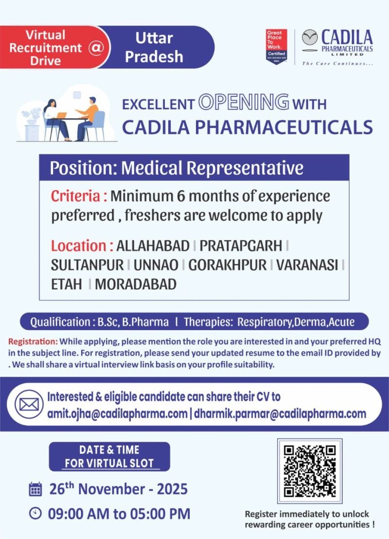 Cadila Pharmaceutical Jobs 2025