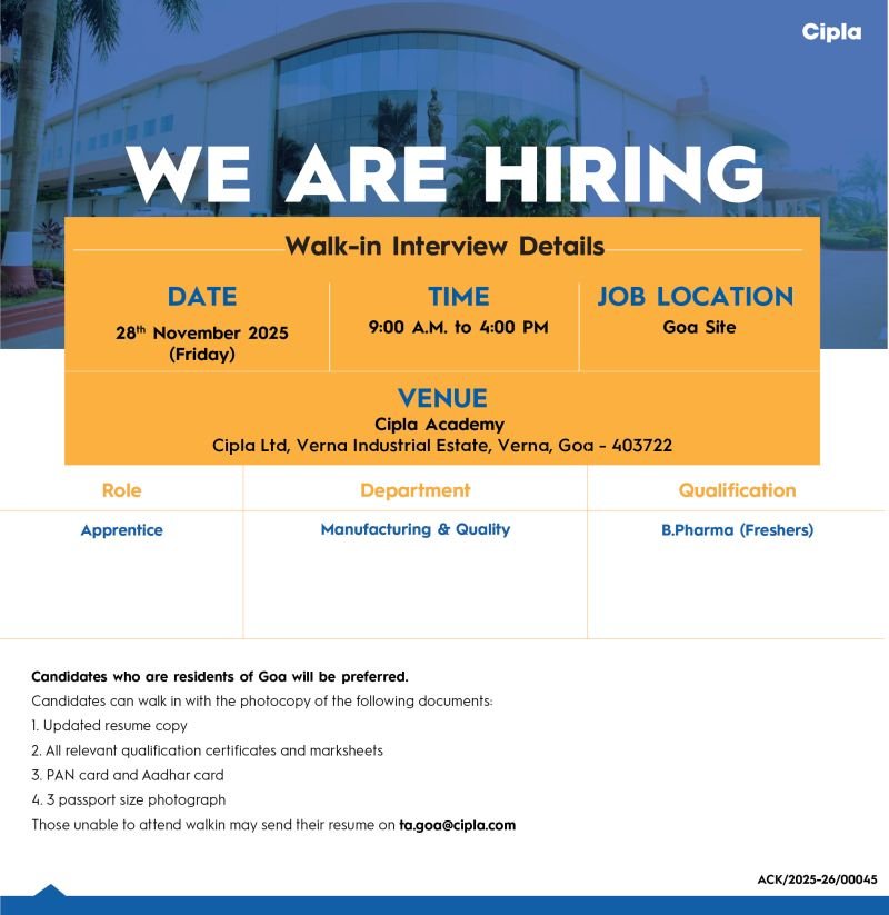 Cipla Ltd Jobs 2025