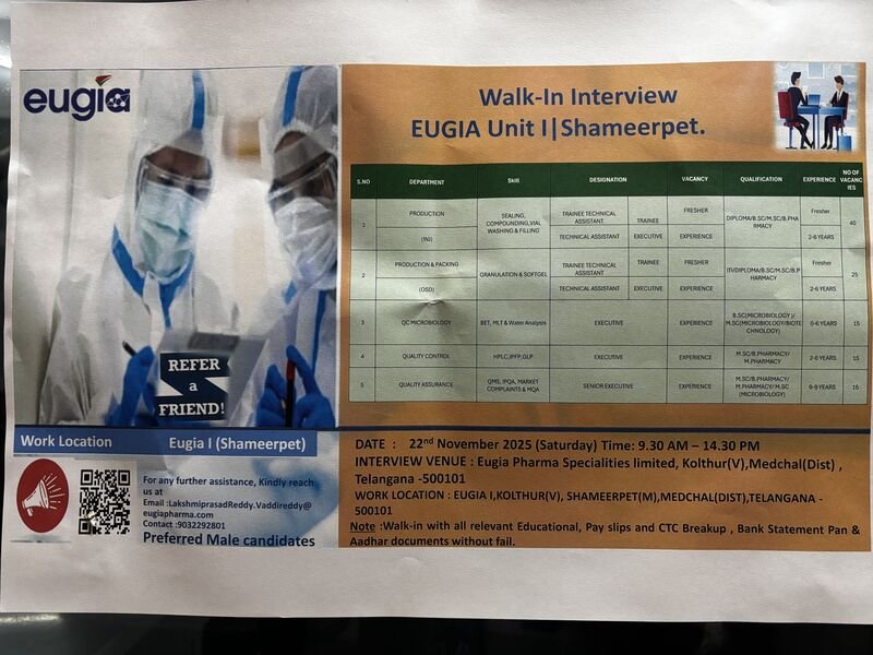 Eugia Pharma Jobs 2025