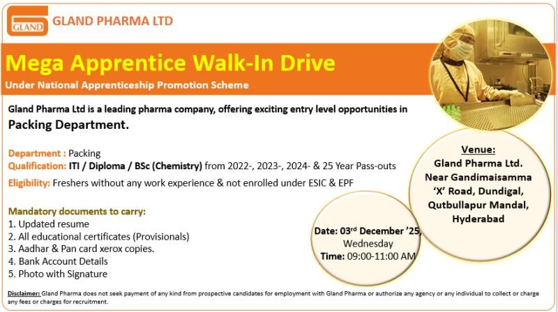 Gland Pharma Jobs 2025