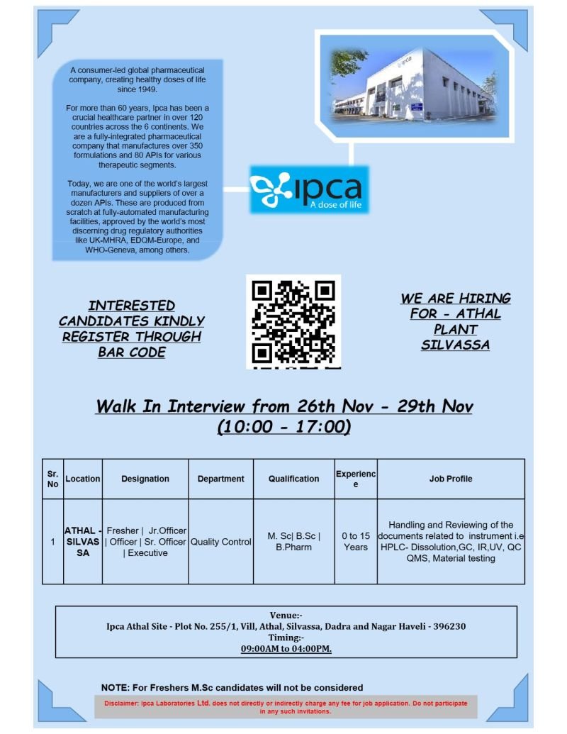 IPCA Laboratories Jobs 2025