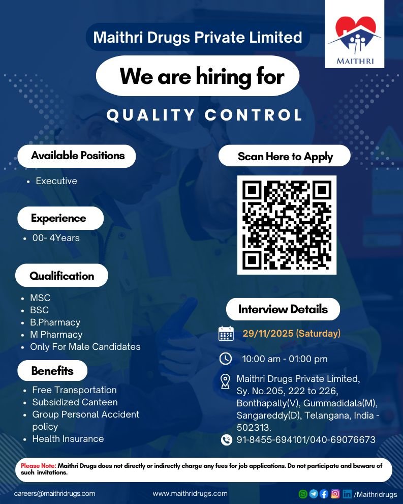 Maithri Drugs Pvt Ltd Jobs 2025