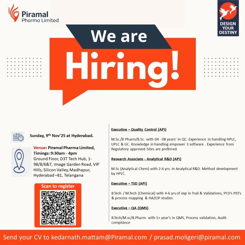 Piramal Pharma Hyderabad Jobs