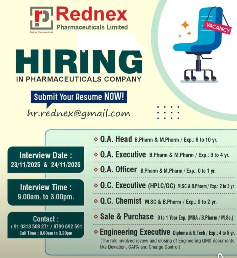 Rednex Pharmaceuticals Jobs 2025