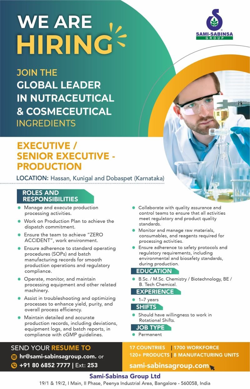 Sami-Sabinsa Group Ltd Jobs 2025