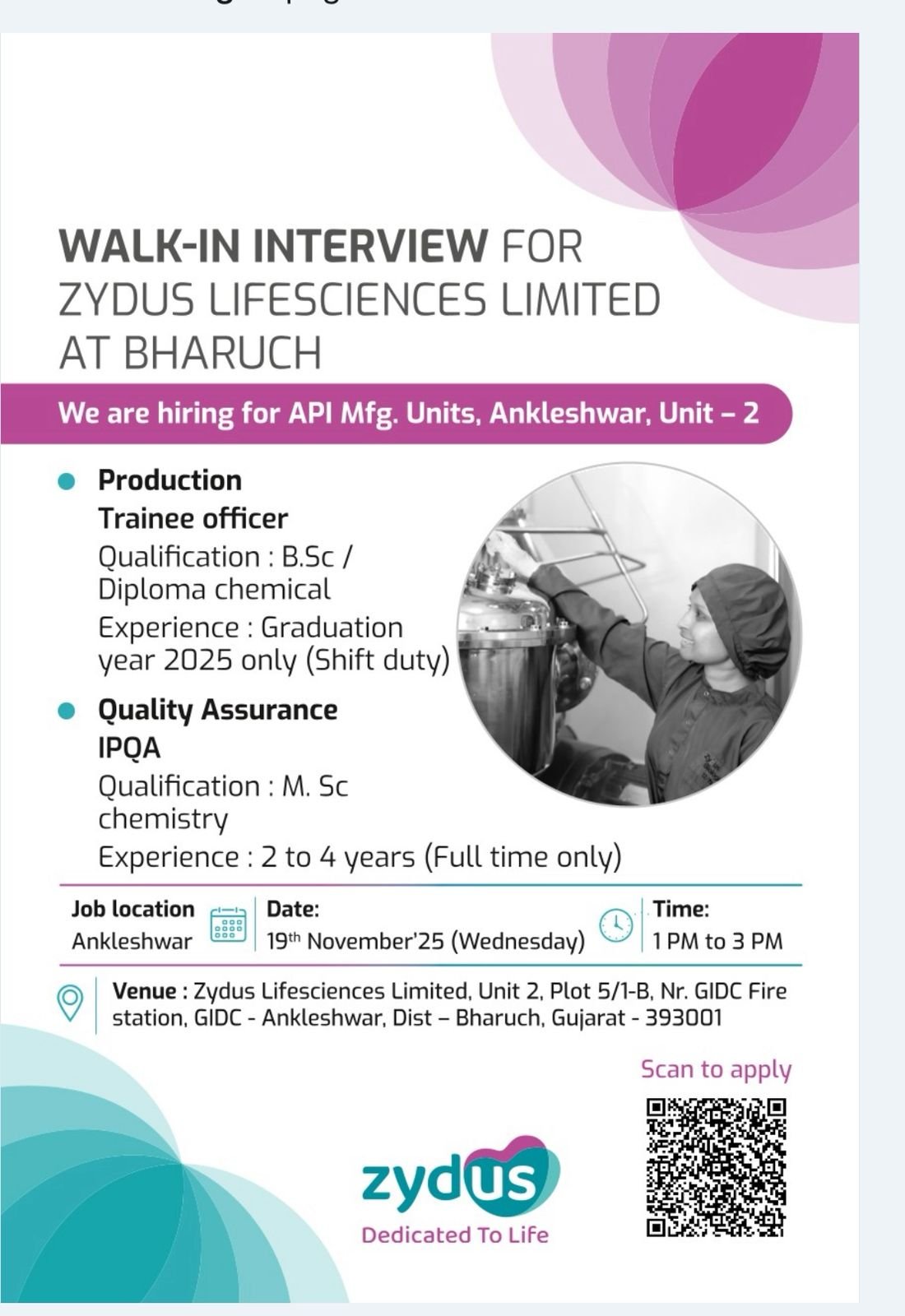 Zydus LifeSciences Jobs 2025