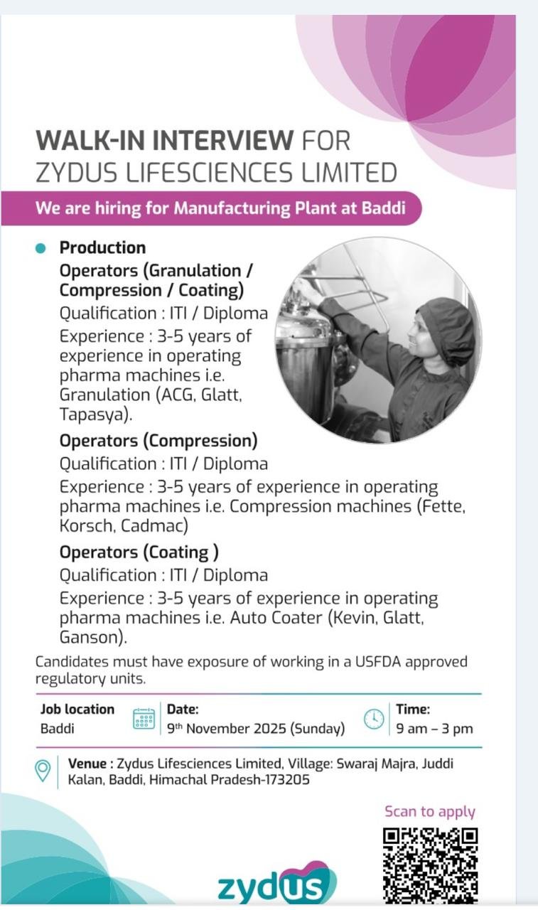 Zydus LifeSciences Jobs 2025