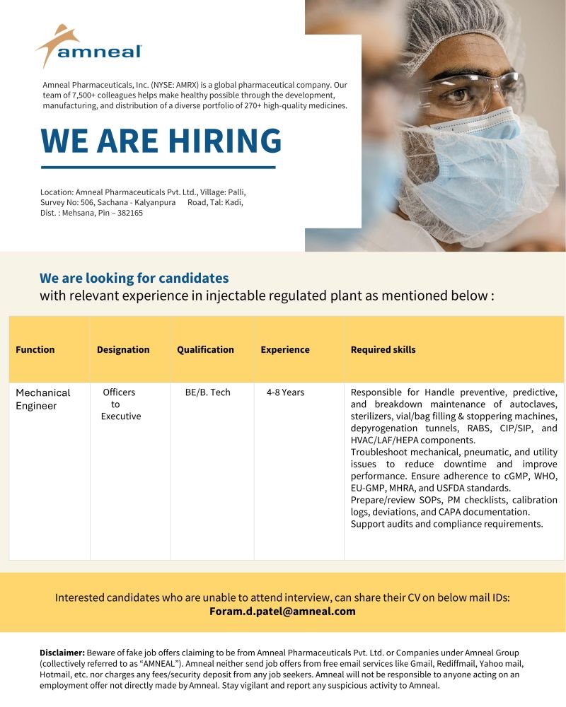 Amneal Pharmaceutical Jobs 2025