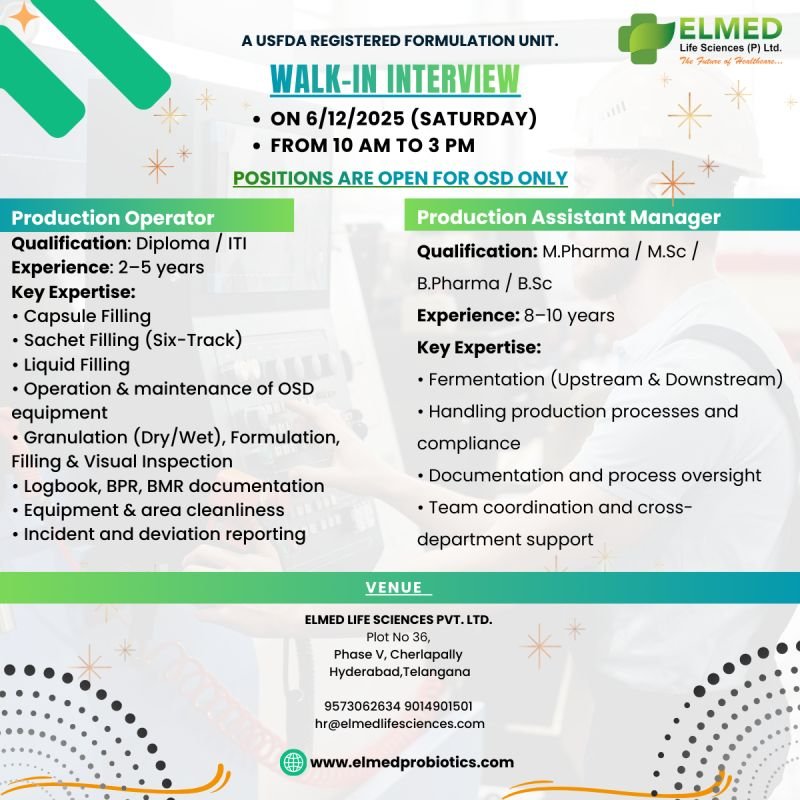 Elmed Life Sciences Jobs 2025