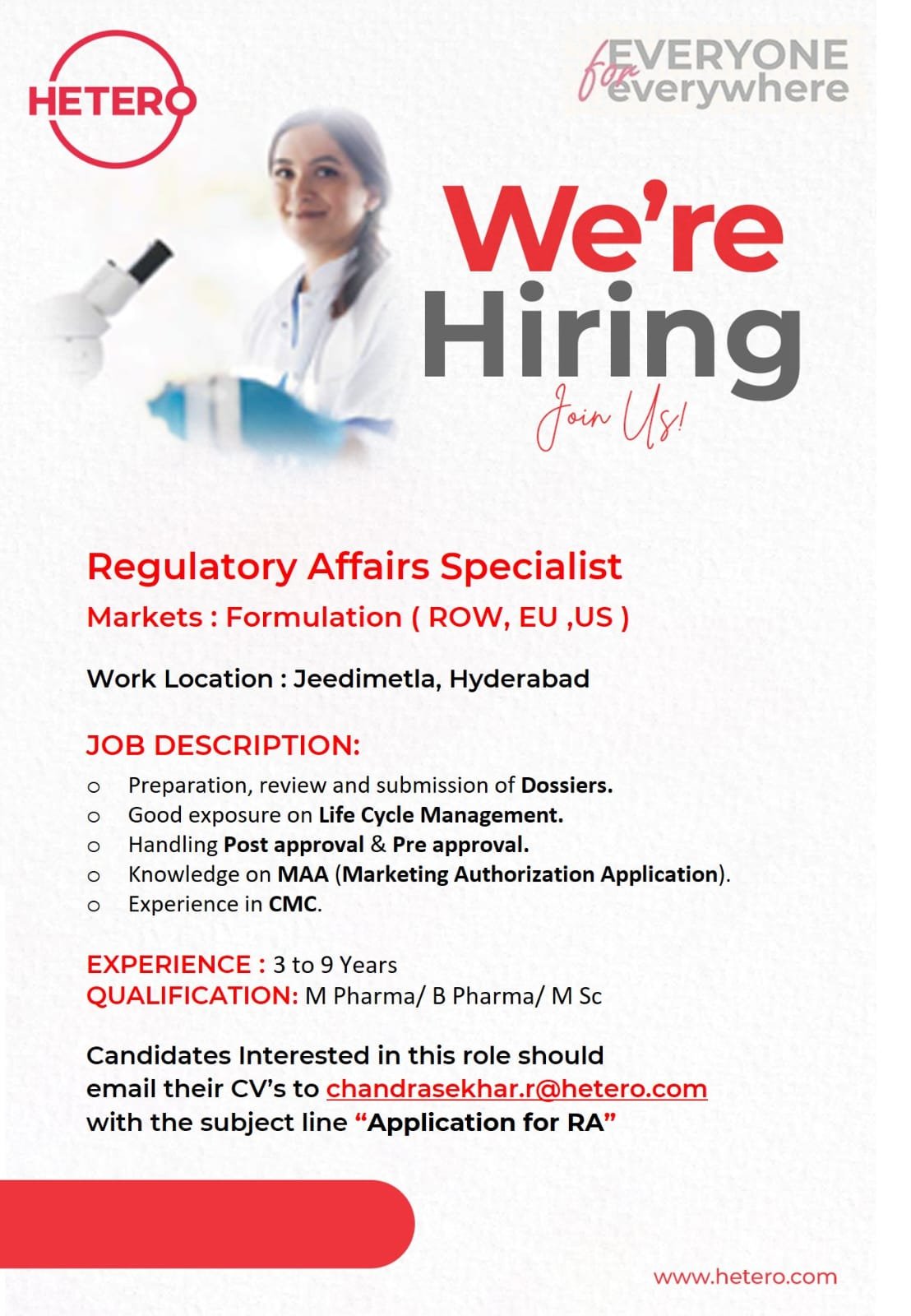 Hetero Pharma jobs 2025