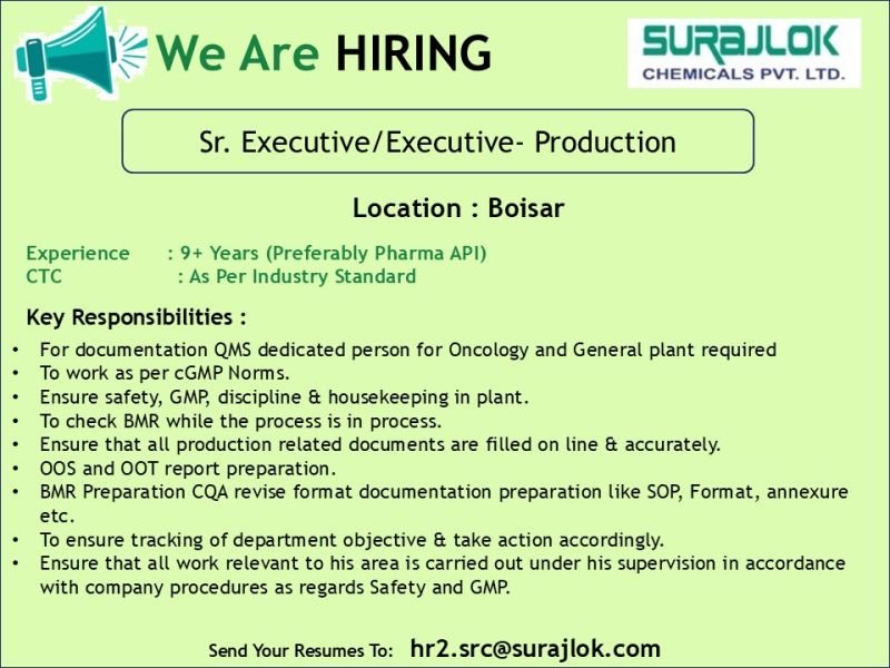 Surajlok Chemicals Jobs 2025