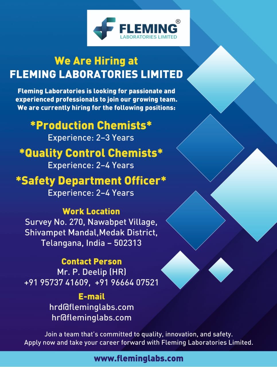 Fleming Laboratories Ltd jobs 2025